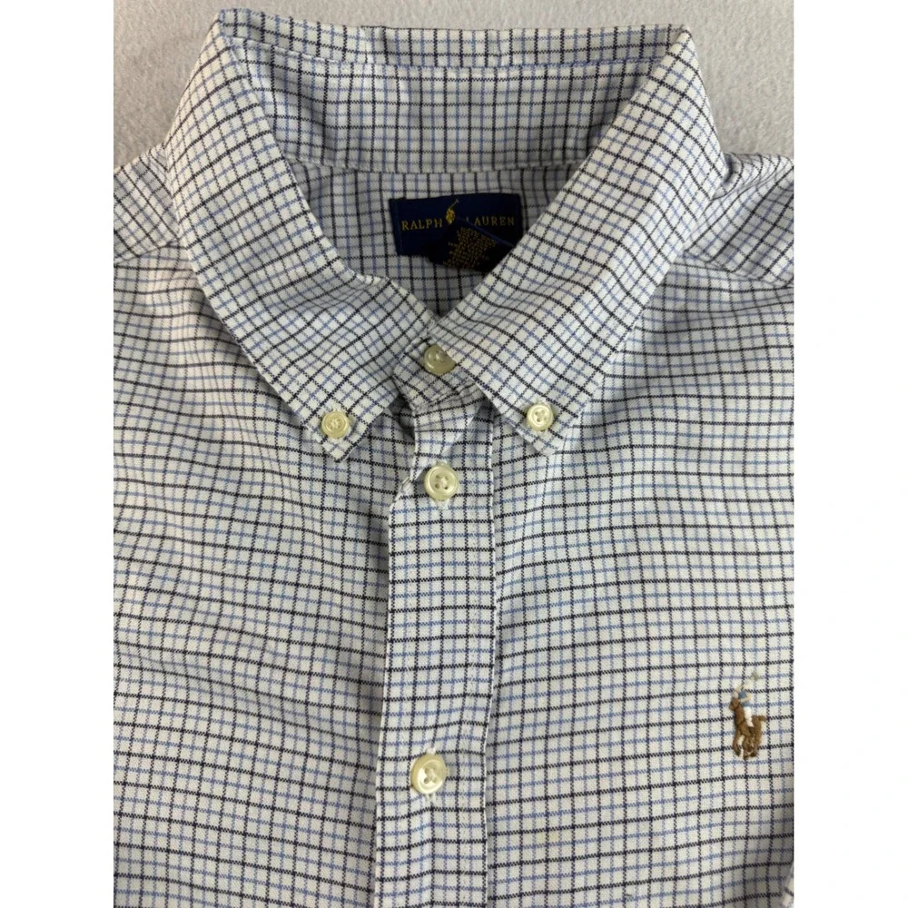 Ralph Lauren Kids Blue Plaid Long Sleeve Button Down‎ Shirt - Size L